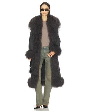 Susanna Chow Dorothy Suede Maxi Coat - Black