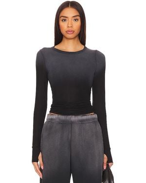 Michael Lauren Alick Rib Ombre Long Sleeve - Black