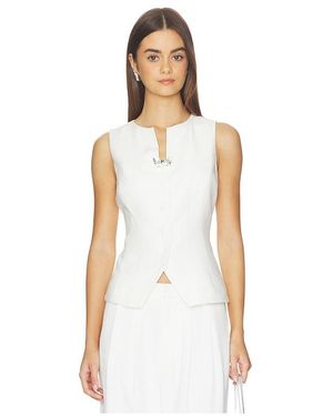Kate Barton Linen Blend Summer Suit Vest - White