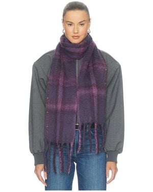 Free People Highland Plaid Skinny Scarf - Blue