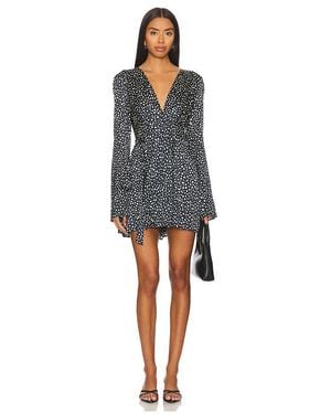 Stone Cold Fox Viscose Surplice Wrap Tie Dress - Black