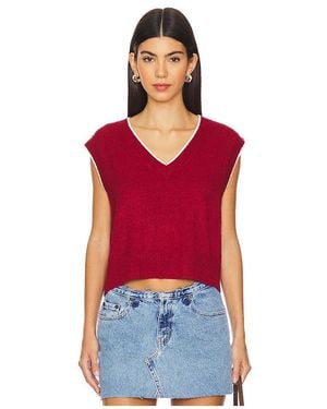 Monrow Boucle Knit V-Neck Jumper Vest - Red