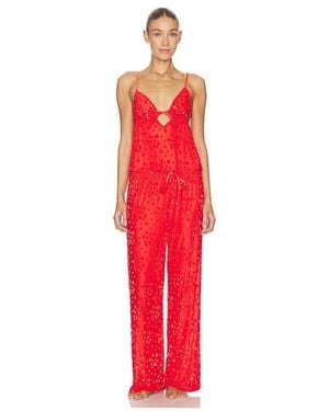 Skims Sheer Velvet Burnout Cami & Pant Set - Red