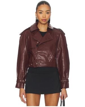 bubish Ellery Faux Leather Belted Jacket - Red