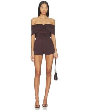 superdown Cher Off Shoulder Romper - Brown