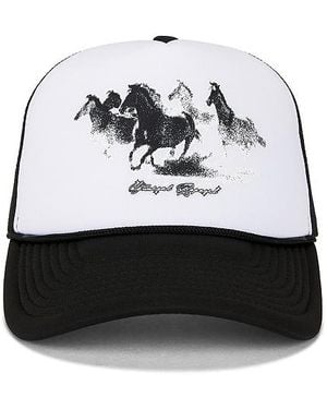 Funeral Apparel Horses Trucker Cap - White