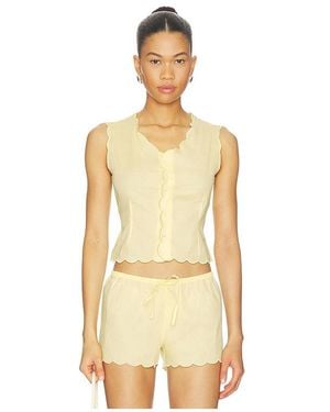 Montce Top Sin Mangas Con Borde Festoneado X Elsa Hosk Scalloped Vest Top En Color Amarillo Talla (También En S, Xs, M, Xl) - Neutro
