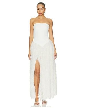 PATBO Lucia Fringe Long Dress - White