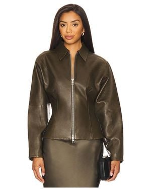 The Sei Fitted Leather Jacket - Brown