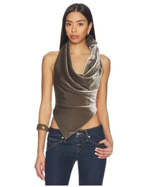 Monse Velvet Leather Strap Halter Top - Blue