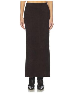 St. Agni Suede Column Skirt - Black