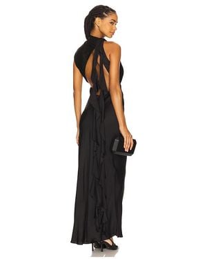 Shona Joy Agnes Draped Ruffle Maxi Dress - Black