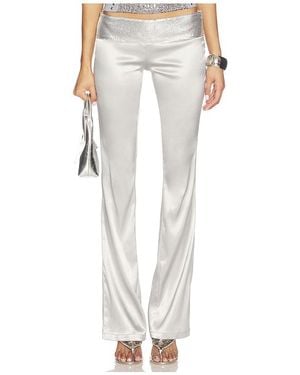 Jaded London Satin Low Rise Chainmail Trouser - White