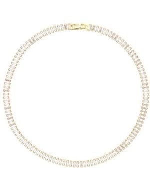 Mazin Jewels Iced Baguette Tennis Necklace - White