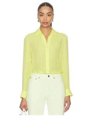 RENGGLI Silk Georgette Button Up Shirt - Yellow