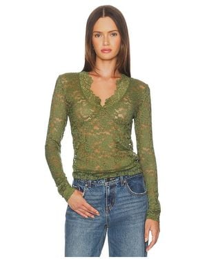 Free People Manga Larga De Encaje All Day En Color Verde Oliva Talla (También En M, S, Xl, Xs)