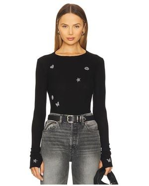 Lauren Moshi Mckinley Pearl Hot Fix Elements Thermal Top - Black