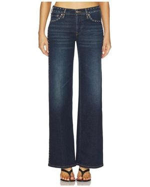 RE/DONE Studded Mid Rise Wide Leg Jeans - Blue