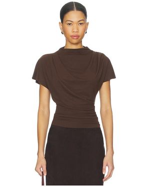 Line & Dot Lior Draped Top - Brown