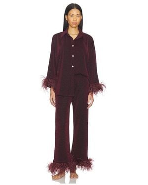 Sleeper Cosmos Oversized Lurex Pajamas Set With Detachable Feathers - Red