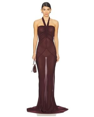 Atlein Vestido Fruncido Con Cuello Halter En Talla (También En 36, 38, 40) - Rojo