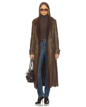 Bardot Abrigo Faux Leather En Color Chocolate Talla (También En S) - Multicolor
