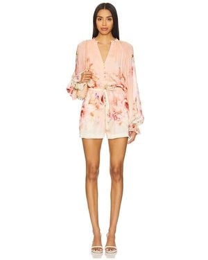 Hemant & Nandita Romper With Tie Belt - Multicolour