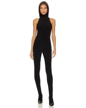 Norma Kamali X Revolve Halter Turtle Catsuit With Footsie - Black
