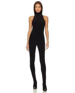 Norma Kamali X Revolve Halter Turtle Catsuit With Footsie - Black