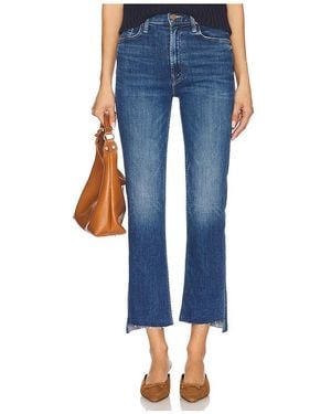 Mother High Waisted Rider Ankle Step Fray Jeans - Blue