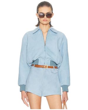 Helsa The Suede Zip Bomber - Blue