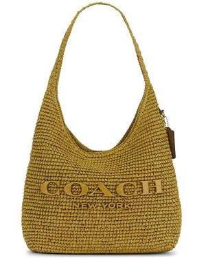 COACH Refined Weave Straw Brooklyn 約71Cm ショルダーバッグ - グリーン