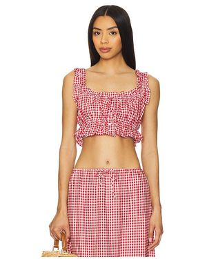 WeWoreWhat Ruffle Button Up Top - Red