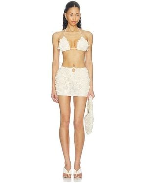 superdown Solenne Crochet Mini Skirt Set - White
