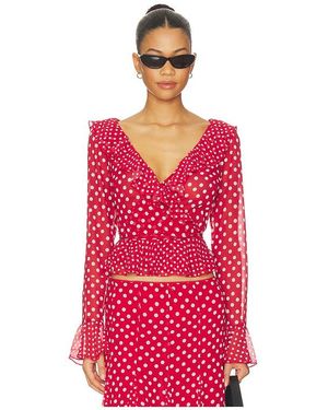 GUIZIO Mallorca Ruffle Wrap Top En Color Rojo Talla (También En M, S, Xs)