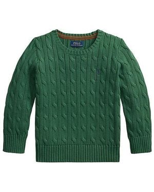 Polo Ralph Lauren Kids Long-Sleeve Cotton Cable-Knit Crewneck Sweater - Grün