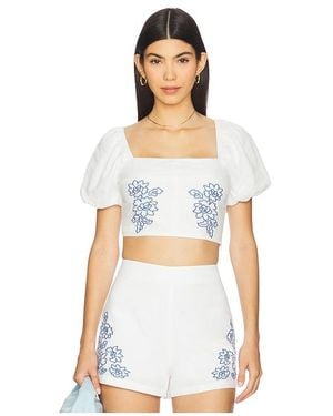 MINKPINK Sonnet Embroidered Top - White