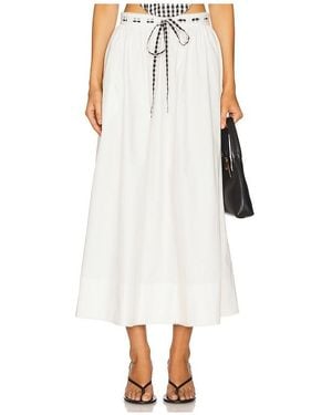 For Love & Lemons Georgia Poplin Midi Skirt - White
