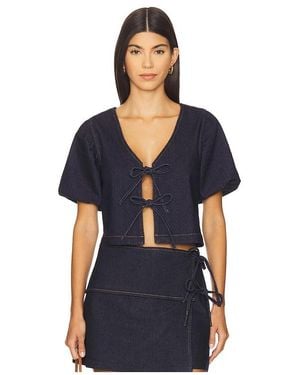 MINKPINK Raya Tie Front Top - Blue