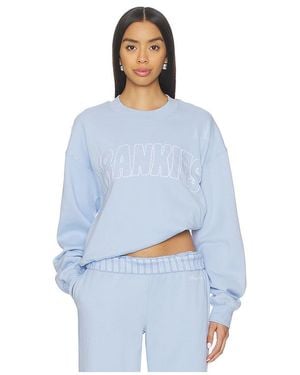 Frankie's Bikinis Travel Day Cotton Crewneck Pullover - Blue