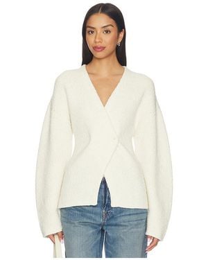 Lovers + Friends Martine Textured Wrap Knit Jacket - White