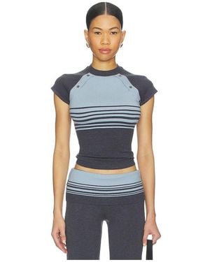 Frankie's Bikinis Shore Cloud Knit Short Sleeve Top - Blue