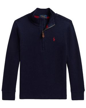 Polo Ralph Lauren Kids Long Sleeve Estate Rib Mock Neck Half Zip Pullover - Blau