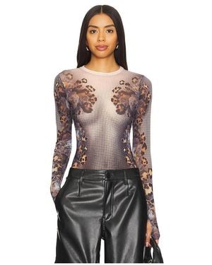 AFRM La Parte Superior De Malla De Manga Larga Kaylee En Color Nude Talla (También En Xxs, Xs, S, M, L, Xl, Xxl, 2X, 3X) - Negro