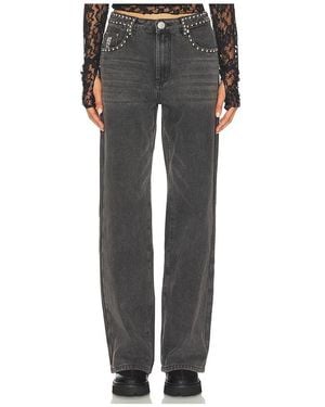 One Teaspoon Jackson Mid Waist Wide Leg Jeans - Grey