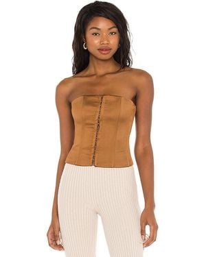GUIZIO Satin Corset Top - Brown