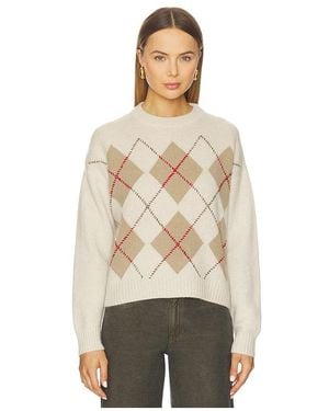 White + Warren Cashmere Argyle Crew Jumper - Natural