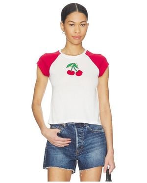 The Laundry Room Cherries Embroidery Raglan Baby Tee - Red