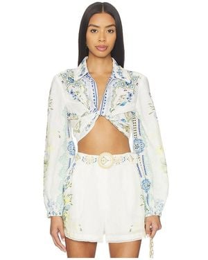 CAMILLA Cropped Wrap Shirt - White
