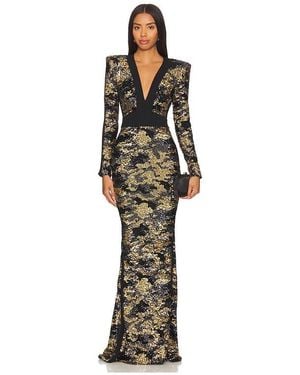 Zhivago Sequin Embroidered Metallic Gown - Multicolour